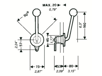 Ultraflex B35 Side Mount Single Lever Control for C2, C7, C8
