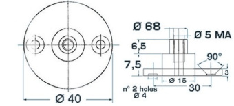 Osculati 38.013.56 - Base With Pin Ø 6 mm