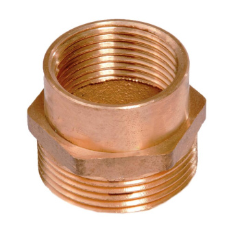 Brass Nipple, Reducing Socket 3/8" Internal Thread X Tapered 1/2" External Thread