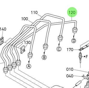Bukh 19077-5374-3 - Injection Pipe for EPA48 Engines