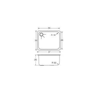Barka Sink Single Stainless Steel 29x34x20 Left, Built-in