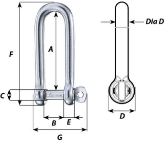 Wichard 1414 - Captive Pin Long D-Shackle 8 mm