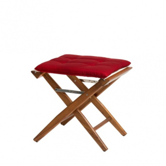 Teak Folding Director's Stool Claret Deluxe