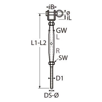 Stainless Steel Turnbuckle Fork/Thread Terminal M10/6mm