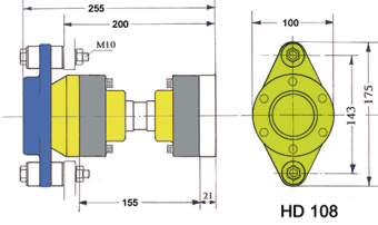 Hydradrive Type HD-108 CV-Drive Shaft System Set, With Thrust Bearing, CV-Shaft And Adapter Flange