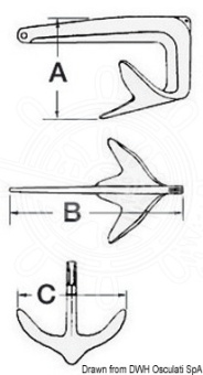 Osculati 01.104.07 - Trefoil Anchor, Foldable 7.5 kg