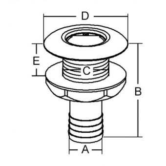 Marine Town Straight Thru Hull Fitting 19 mm