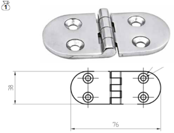 Trem M3575038 - AISI 316 Stainless Steel Hinges Thickness 4 mm - 75x38,5 mm Straight Model