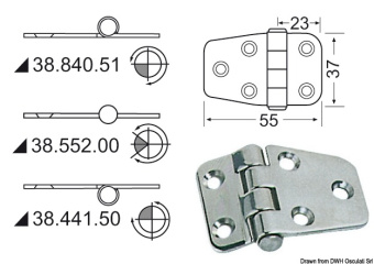 Osculati 38.441.50 - Hinge Reversed Pin 55x37 mm