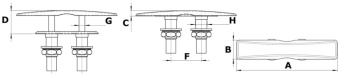 Osculati 40.152.24 - Flat Push-Up Cleat 240x44 mm