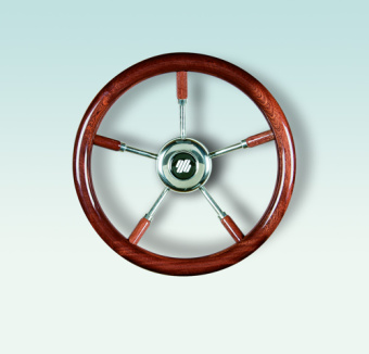 Ultraflex 39424B - Steering Wheel V66 - Mahogany Stainless Steel Spokes 350mm