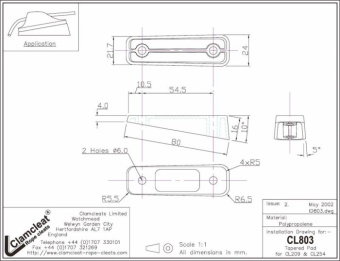 Clamcleat CL803 Tapered Pad for CL209, CL254 & CL254AN Cleats, Polypropylene