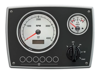 Vetus MP22KBW2 - Engine Panel MP22, 12V, 2 White Instruments, (0-4000 RPM), Second Generation