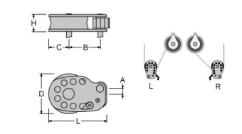 Antal 851.125/L - Aluminum Single Deck Block With Spiralstopper, Ø125mm, Sheave For Ø10-18mm Line, SWL 3500kg, Left