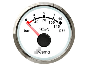 Wema 210620 - Oil Pressure 10 Bar NMEA2000 Silverline White