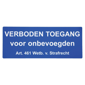 Marine Unauthorized Entry Prohibited Sticker "Verboden Toegang", Dutch, Soft PVC, 25×10 cm