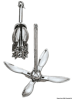 Folding Grapnel Anchor Stainless Steel Mirror-Polished