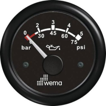 Wema 110376 Blackline Ø52mm Oil Pressure 0-10 Bars - Black