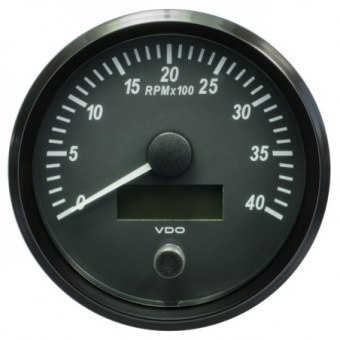 VDO A2C3832800032 - SingleViu Tachometer 4.000 RPM Black 100mm Amber Lighted w/ Red Pointer