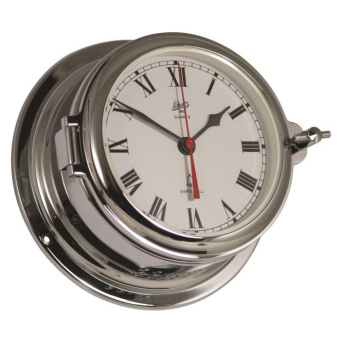 Schatz Clock Quartz Midi Brass Chrome Ø155 mm Roman Numerals With Glass Strike