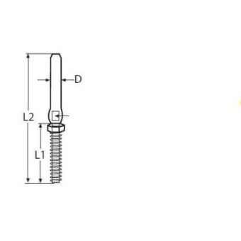 Right Threaded Terminal - Ø3 mm - For Crimping