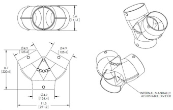 MSI HY555 ABS Plastic Hose Y, 5" Hose Inlet - 5", 5" Hose Outlets