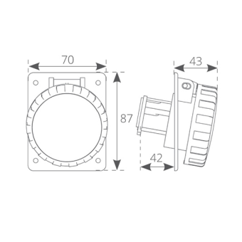 Socket 2P+T 220V. 16A IP67