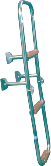 Allpa Stainless Steel Bathing Ladder, 3-Steps Lined With Wood, Dims. Unfolded 240x930mm, Tube Ø20mm