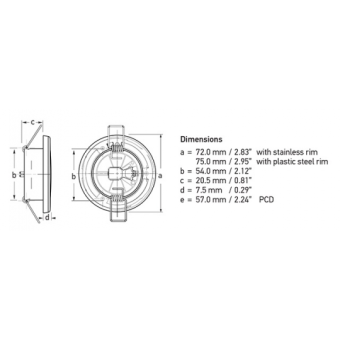Hella Marine Euroled 75 Two Colors Spotlight Stainless Steel - Red Light / Warm White