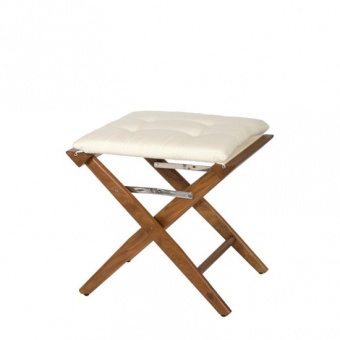 Teak Folding Director's Stool Cream Deluxe