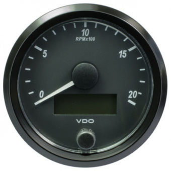 VDO A2C3832960030 - SingleViu Tachometer 2.000 RPM Black 80mm White Lighted w/ Red Pointer