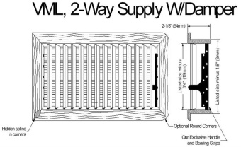 MSI VMLT10X5 Supply Air Grille, Teak, 2-Way with Damper 10" x 5"