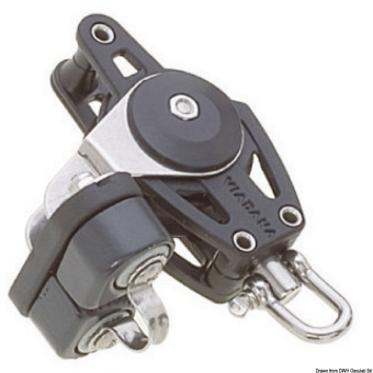 Viadana Composite Ball Bearing Single Block with Becket and Aluminium Cam Cleat for Rope up to 8 mm, 38 mm Sheave