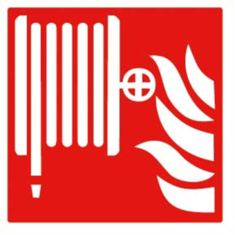 Marine Fire Hose and Flame Safety Sticker, Soft PVC, 100×100 mm