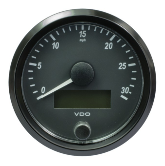 VDO A2C3832880030 - SingleViu Speedometer 30 Mph Black 80mm White Lighted