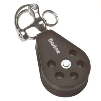 Barton N02141 - Single Snap Shackle Block with Becket Size 2 35mm – Plain Bearing, Ø35mm Sheave, Max Rope 8mm