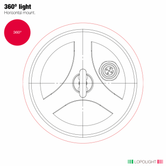 Lopolight 200-014G2-H2C-B - Navigation Light 2NM 360° Red, Hoist, Black Anodized