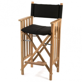 High Teak Folding Director's Chair II Black Deluxe