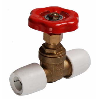 Hep2O Brass Gate Valve Hot & Cold Water 2x Plug-In