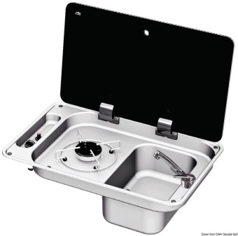 Osculati 50.805.04 - 1-Burner Right Hob with Tinted Glass Cover