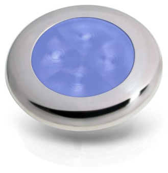 Hella Marine 2XT 980 502-221 LED Round Courtesy Lamps - Blue - Polished Stainless Rim, 12V