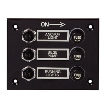 Euromarine Waterproof Electrical Panel - 3 Positions - Black