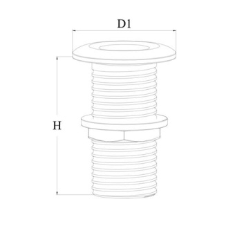 Hollex Bulkhead Fitting 3/4"x67mm Stainless Steel 316