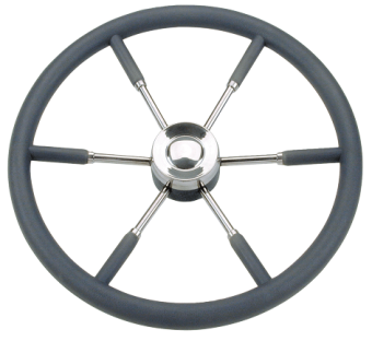 Allpa 6-Spoke Wheel 'Type 9' Stainless Steel With Black P.U. Rim, Ø450mm