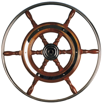 Allpa 6-Spoke Wheel 'Type 3' Classic Mahogany Wheel With Stainless Steel Rim Incl. Adapter, Ø600mm