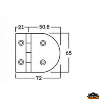 Trem M3565172 - AISI 316 Stainless Steel Hinges Thickness 4 mm - 71x65 mm With Pins Reversed Model