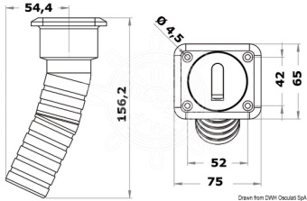 Osculati 20.455.06 - Square Waste Deck Diller Long Version 38 mm