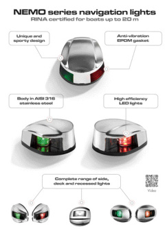 Osculati 11.480.03BU - NEMO LED Navigation Light - 225° Stern Bulk Horizontal Mounting (Bulk 6 pcs/pair)