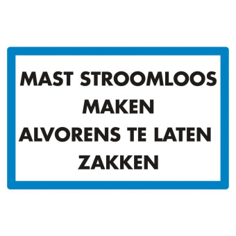Marine Disconnect Mast Power Before Lowering Safety Sticker, Dutch, Soft PVC, 150×100 mm