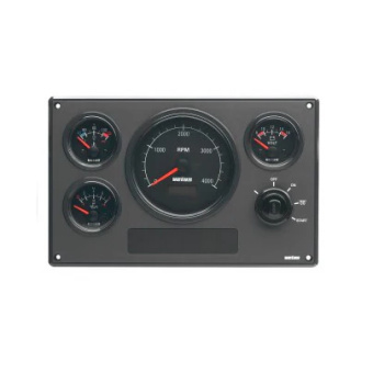 Vetus MP34KBS2D - Engine Panel Type MP34, Second Generation, 12V, 4 Black Gauges (0-4000 RPM), Suitable for Second Dynamo Use